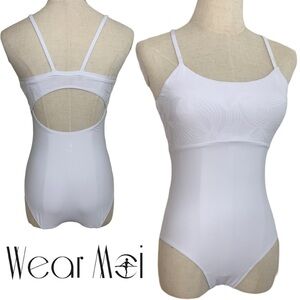 Wear Moi White Passion Flocked Detail Camisole Leotard Size M